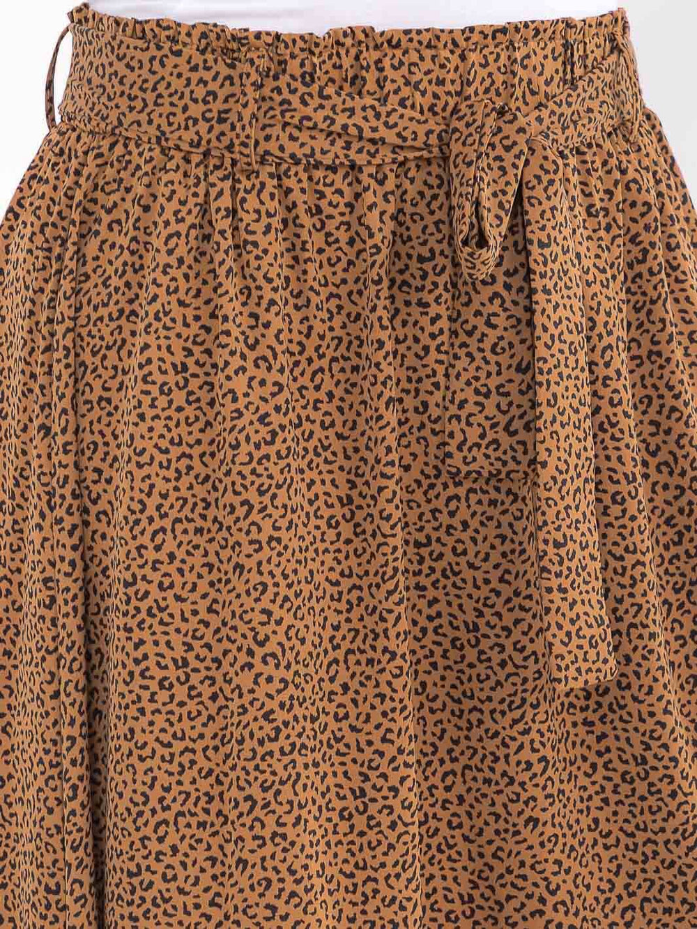 PLUS SIZE ELASTIC WAIST SELF TIE ANIMAL PRINT MAXI SKIRT