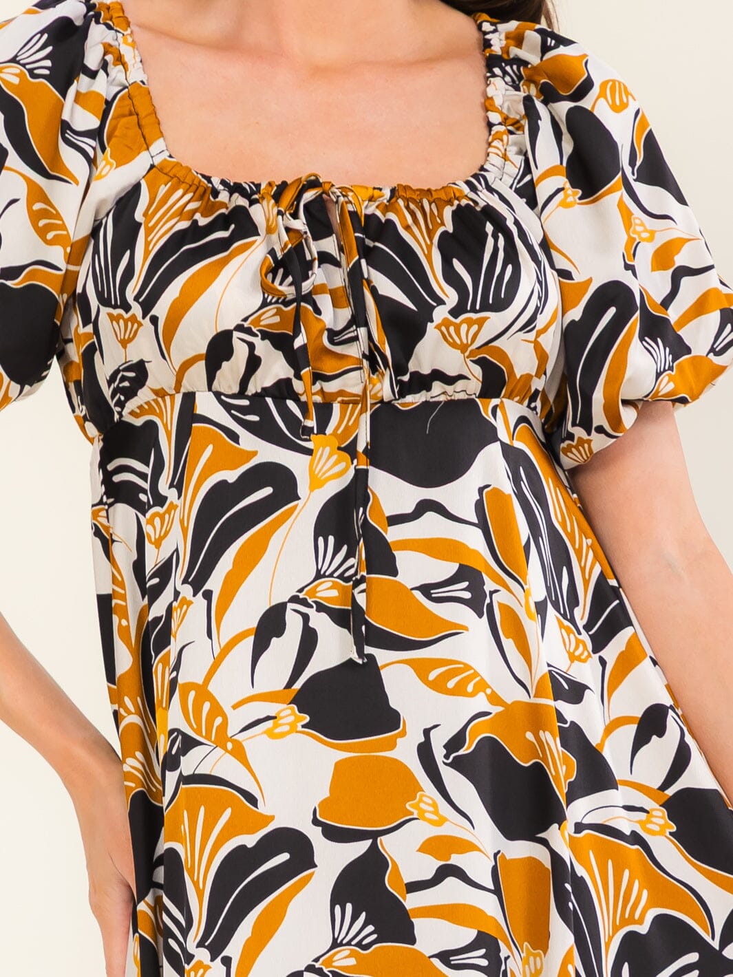 ENTRO WOMEN'S SHORT SLEEVE ELASTIC WAIST FLORAL PRINT MAXI DRESS