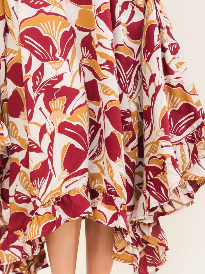 ENTRO WOMEN'S SHORT SLEEVE ELASTIC WAIST FLORAL PRINT MAXI DRESS