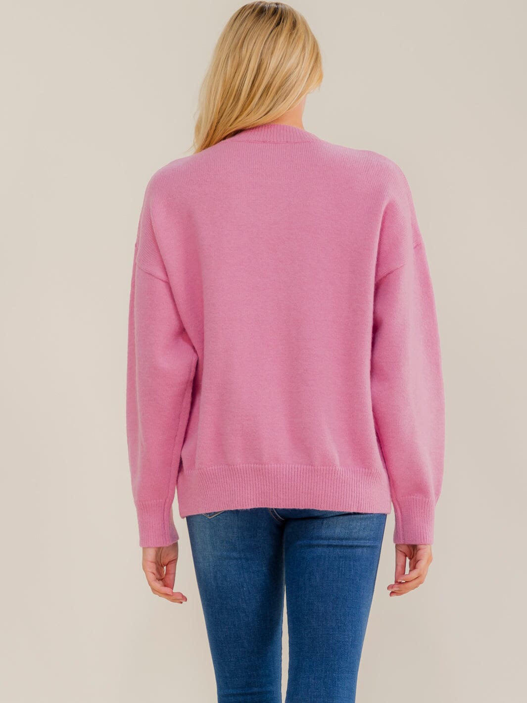 WOMEN'S LONG SLEEVE HEARTS KNIT COLORBLOCK PULLOVER SWEATER