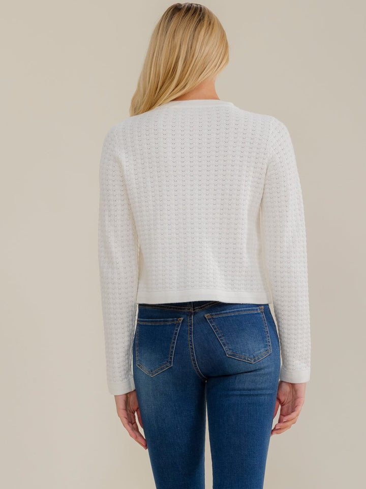 WOMEN'S LONG SLEEVE BUTTON CLOSURE KNIT SWEATER