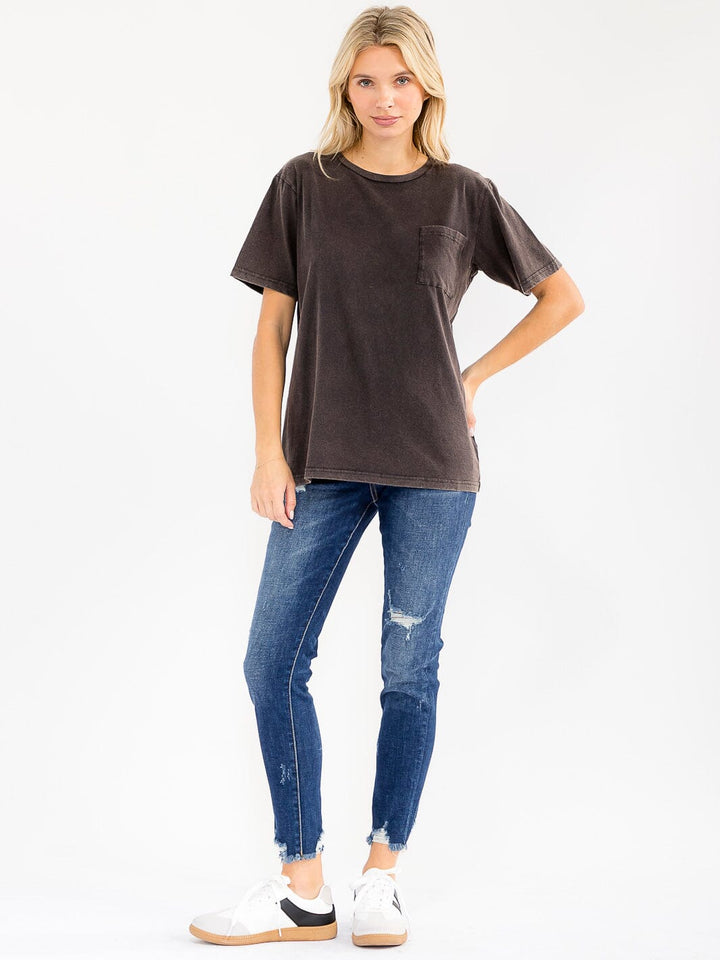 WOMEN'S SHORT SLEEVE FRONT POCKET BASIC TOP