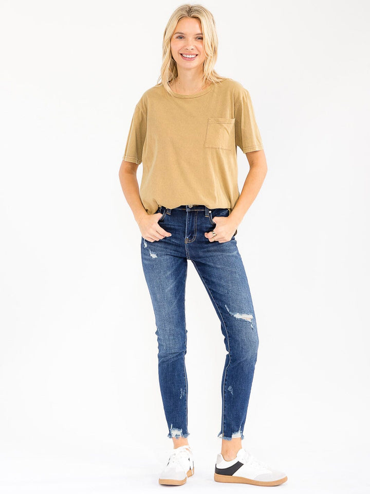 WOMEN'S SHORT SLEEVE FRONT POCKET BASIC TOP