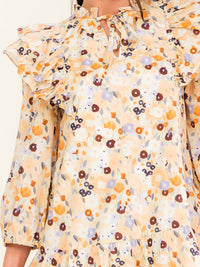 ENTRO WOMEN'S 3/4 SLEEVE V-NECK FLORAL PRINT MINI DRESS