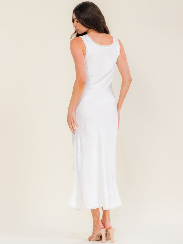 WOMEN'S SLEEVELESS SIDE SLIT BODYCON MAXI DRESS