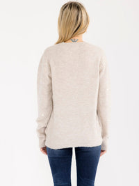 WOMEN'S LONG SLEEVE GRAPHIC HOLIDAY SEQUINS PULLOVER SWEATER