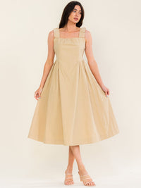 *******WOMEN'S SLEEVELESS SQUARE NECK FRONT POCKETS FIT & FLARE MAXI DRESS