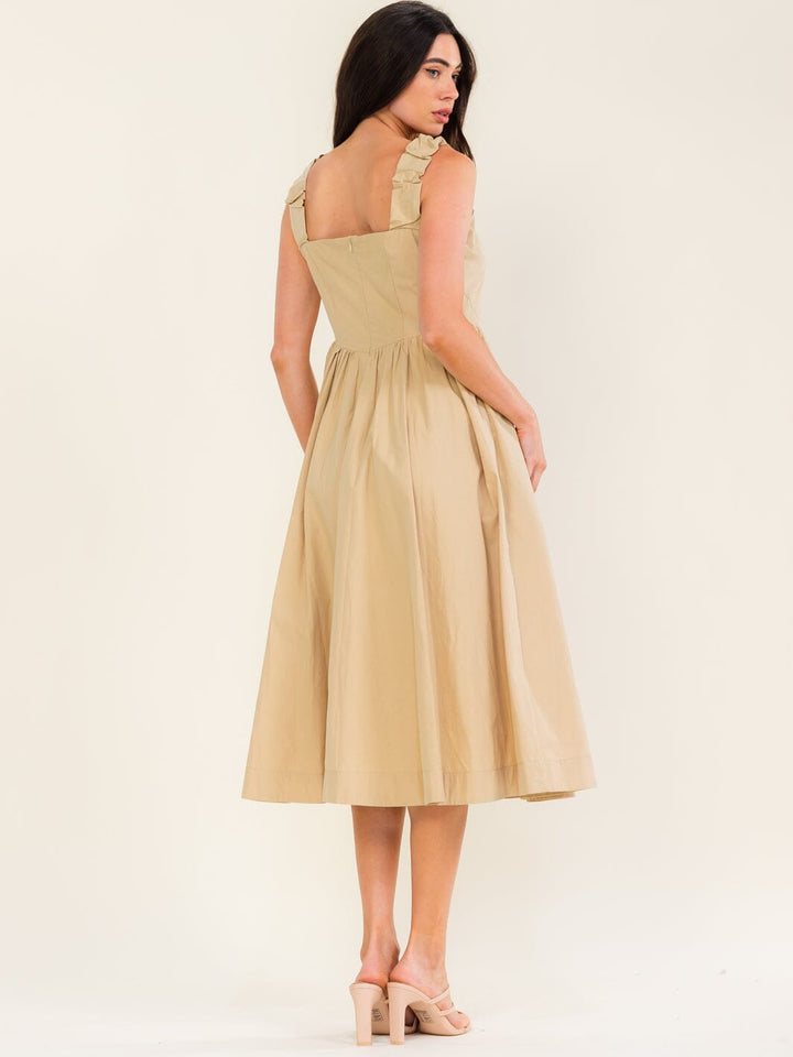 *******WOMEN'S SLEEVELESS SQUARE NECK FRONT POCKETS FIT & FLARE MAXI DRESS