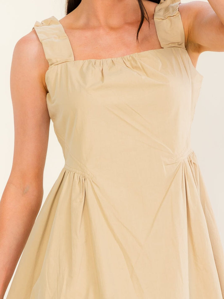 *******WOMEN'S SLEEVELESS SQUARE NECK FRONT POCKETS FIT & FLARE MAXI DRESS