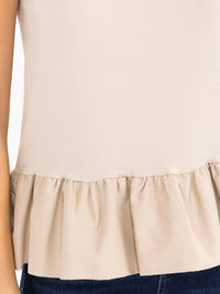 WOMEN'S SHORT SLEEVE RUFFLE BOTTOM HEM TOP