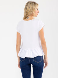WOMEN'S SHORT SLEEVE RUFFLE BOTTOM HEM TOP