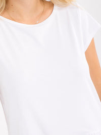 WOMEN'S SHORT SLEEVE RUFFLE BOTTOM HEM TOP