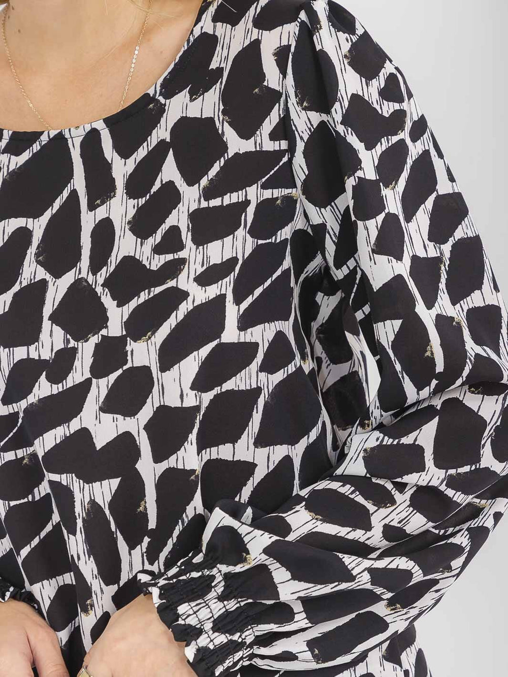 WOMEN'S LONG SLEEVE PRINTED BLOUSE