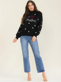 WOMEN'S LONG SLEEVE I LOVE CHRISTMAS PULLOVER SWEATER