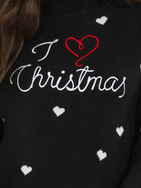 WOMEN'S LONG SLEEVE I LOVE CHRISTMAS PULLOVER SWEATER