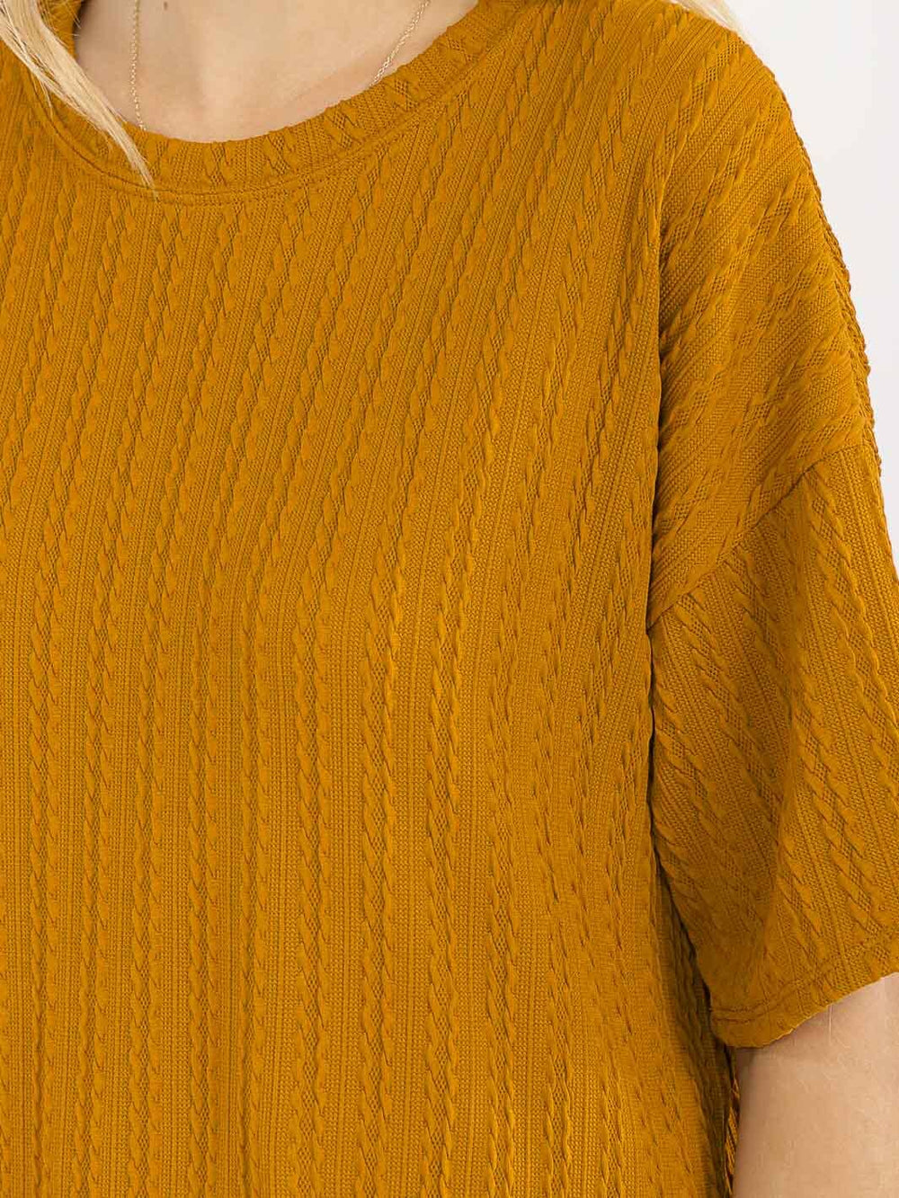 WOMEN'S SHORT SLEEVE RIBBED DETAILED BLOUSE