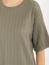 WOMEN'S SHORT SLEEVE RIBBED DETAILED BLOUSE