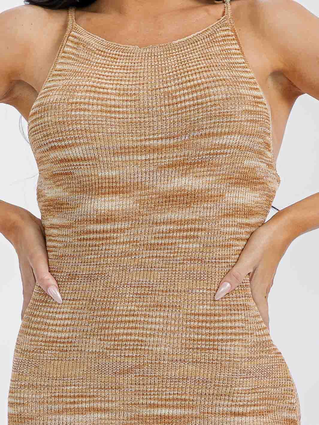 WOMEN'S SLEEVELESS COLORBLOCK BODYCON MIDI DRESS