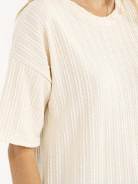 WOMEN'S SHORT SLEEVE RIBBED DETAILED BLOUSE