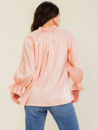 WOMEN'S LONG SLEEVE V-NECK LOOSE FIT SATIN BLOUSE