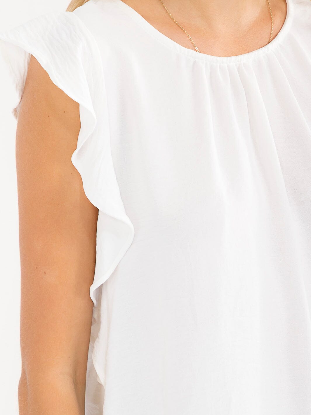 WOMEN'S RUFFLE SLEEVE SOLID LOOSE FIT BLOUSE