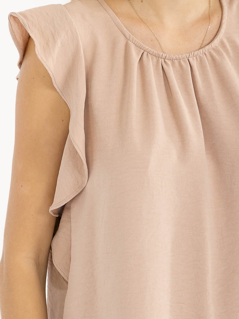 WOMEN'S RUFFLE SLEEVE SOLID LOOSE FIT BLOUSE