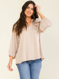 *****ENTRO WOMEN'S 3/4 SLEEVE V-NECK RUFFLE BLOUSE