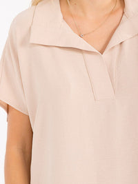 WOMEN'S SHORT SLEEVE V-NECK SOLID BLOUSE