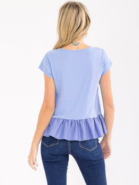 WOMEN'S SHORT SLEEVE RUFFLE BOTTOM HEM TOP