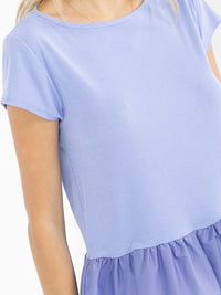 WOMEN'S SHORT SLEEVE RUFFLE BOTTOM HEM TOP