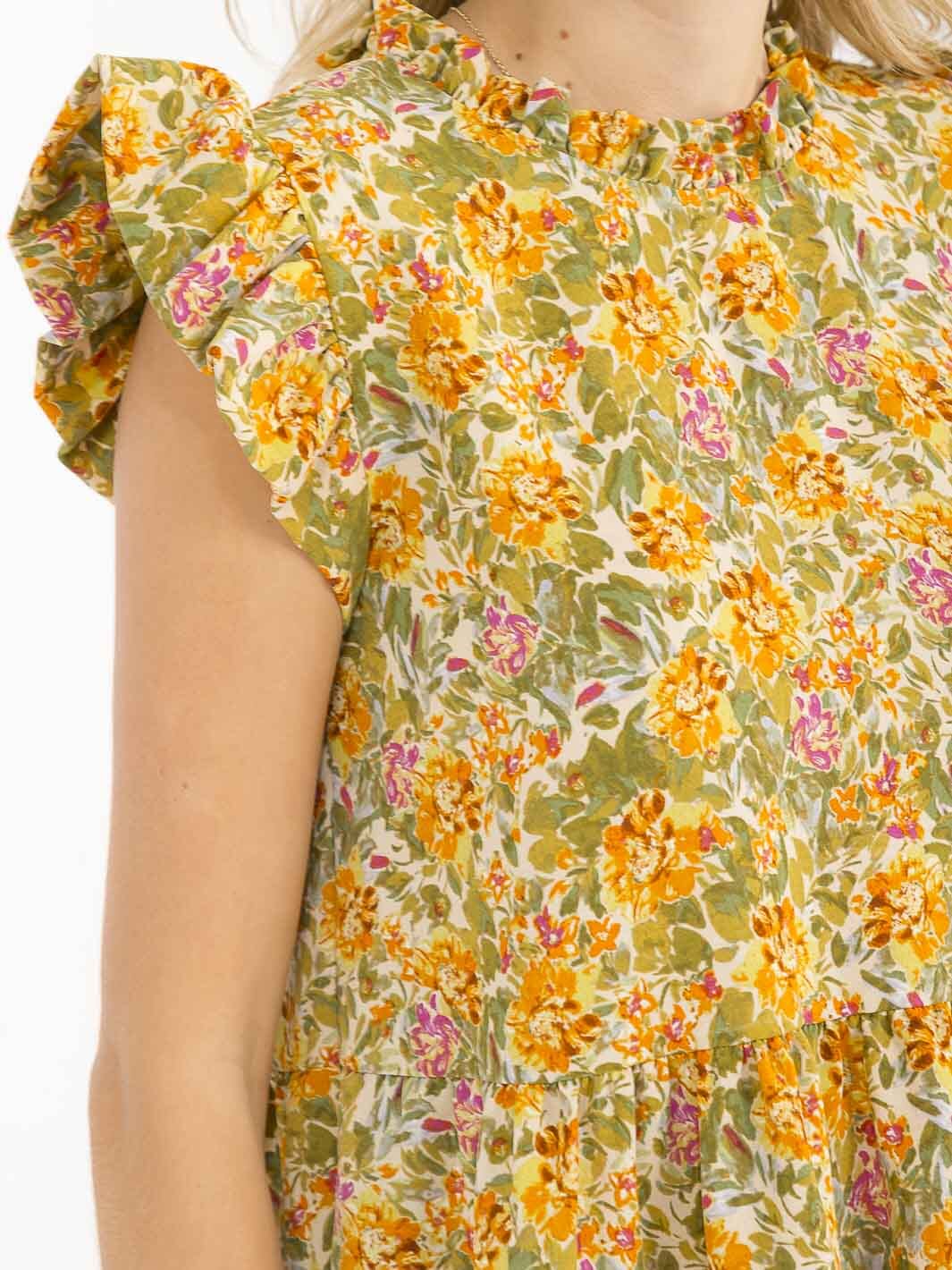 WOMEN'S SHORT SLEEVE LOOSE FIT FLORAL TOP