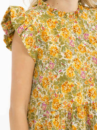 WOMEN'S SHORT SLEEVE LOOSE FIT FLORAL TOP