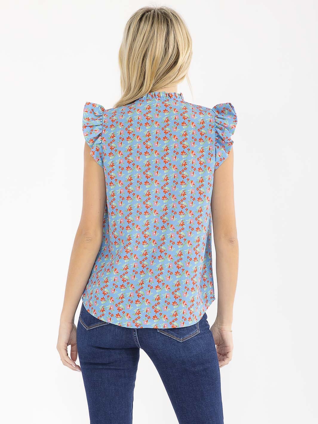 WOMEN'S SHORT SLEEVE V-NECK LOOSE FIT FLORAL TOP