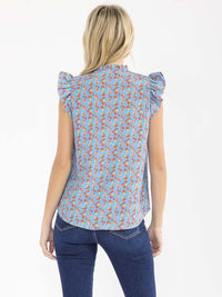 WOMEN'S SHORT SLEEVE V-NECK LOOSE FIT FLORAL TOP