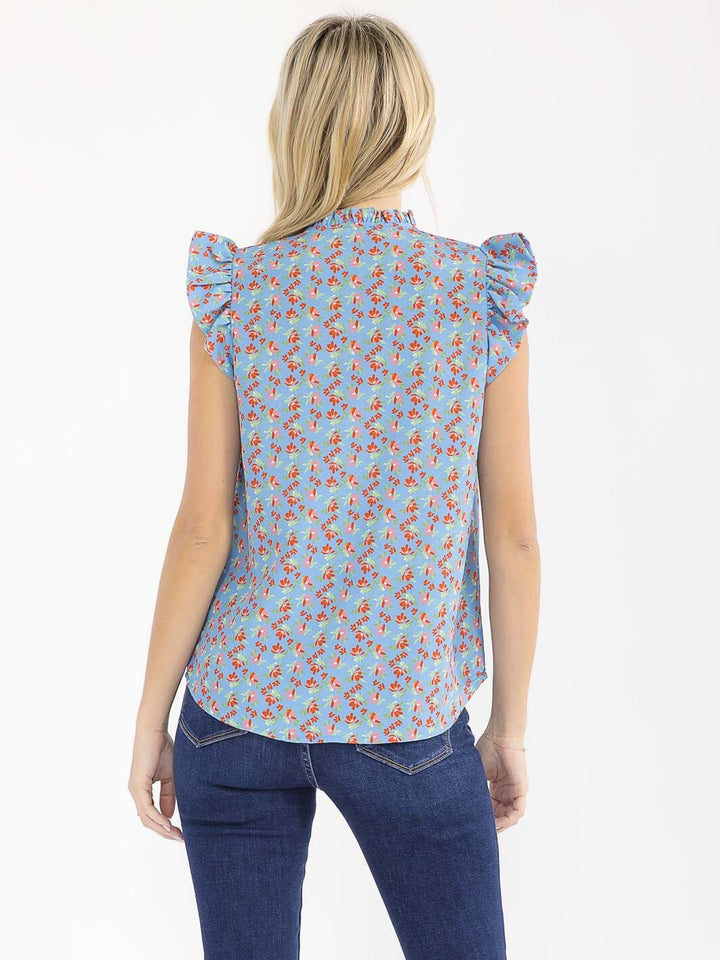 WOMEN'S SHORT SLEEVE V-NECK LOOSE FIT FLORAL TOP