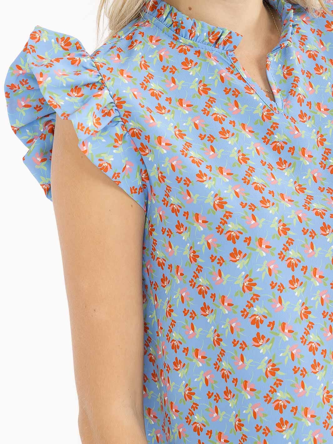 WOMEN'S SHORT SLEEVE V-NECK LOOSE FIT FLORAL TOP