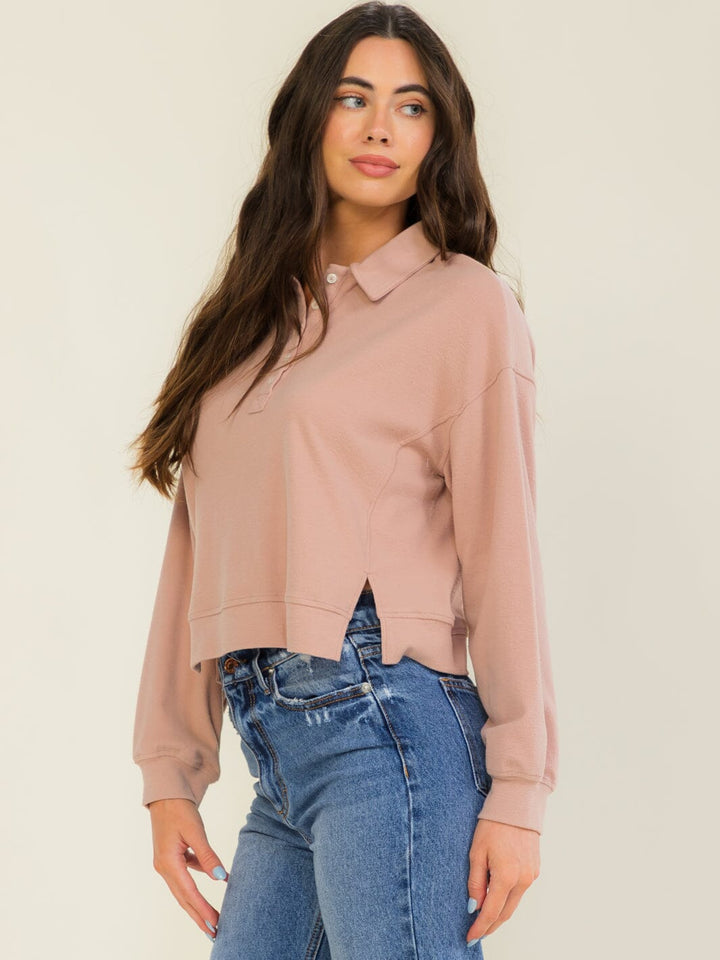 WOMEN'S LONG SLEEVE BUTTON UP TOP