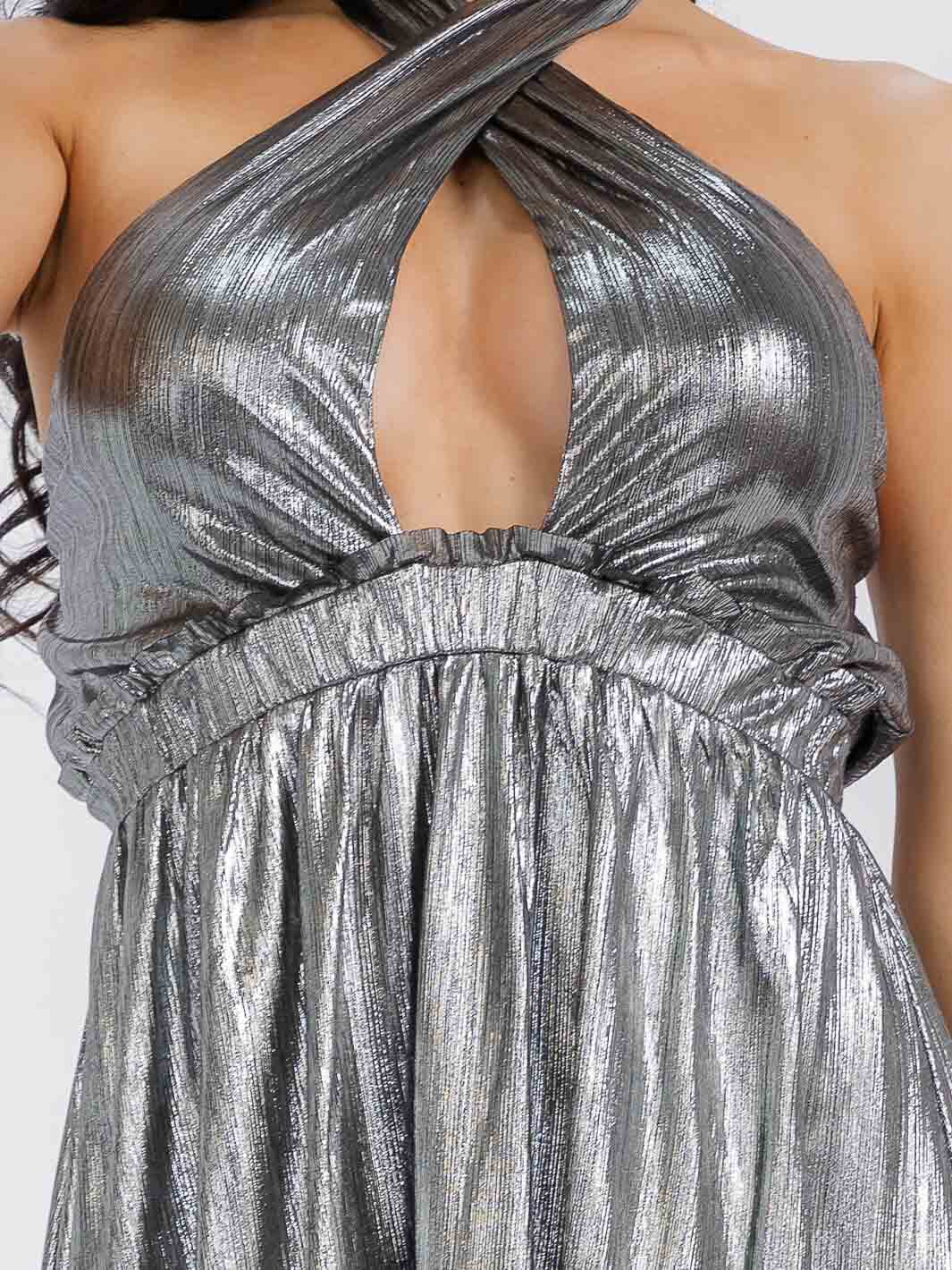 WOMEN'S SLEEVELESS HALTER NECK HIGH-LOW SHIMMER MINI DRESS