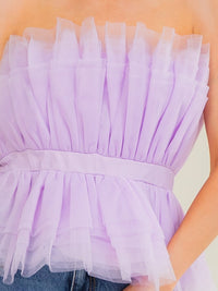 WOMEN'S SLEEVELESS ELASTIC WAIST ORGANZA TOP