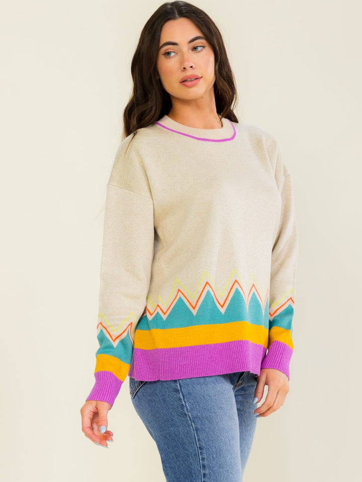 WOMEN'S LONG SLEEVE MULTI PULLOVER SWEATER