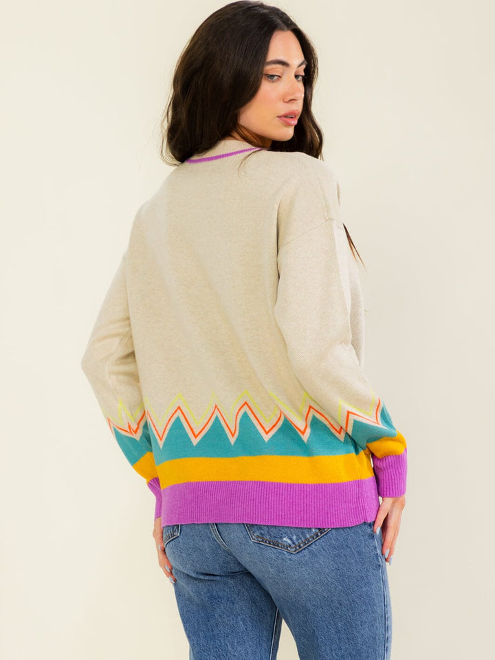 WOMEN'S LONG SLEEVE MULTI PULLOVER SWEATER