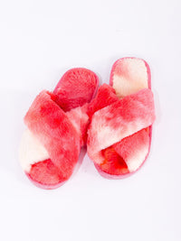 WOMEN'S FUZZY TIE DYE SLIPPERS