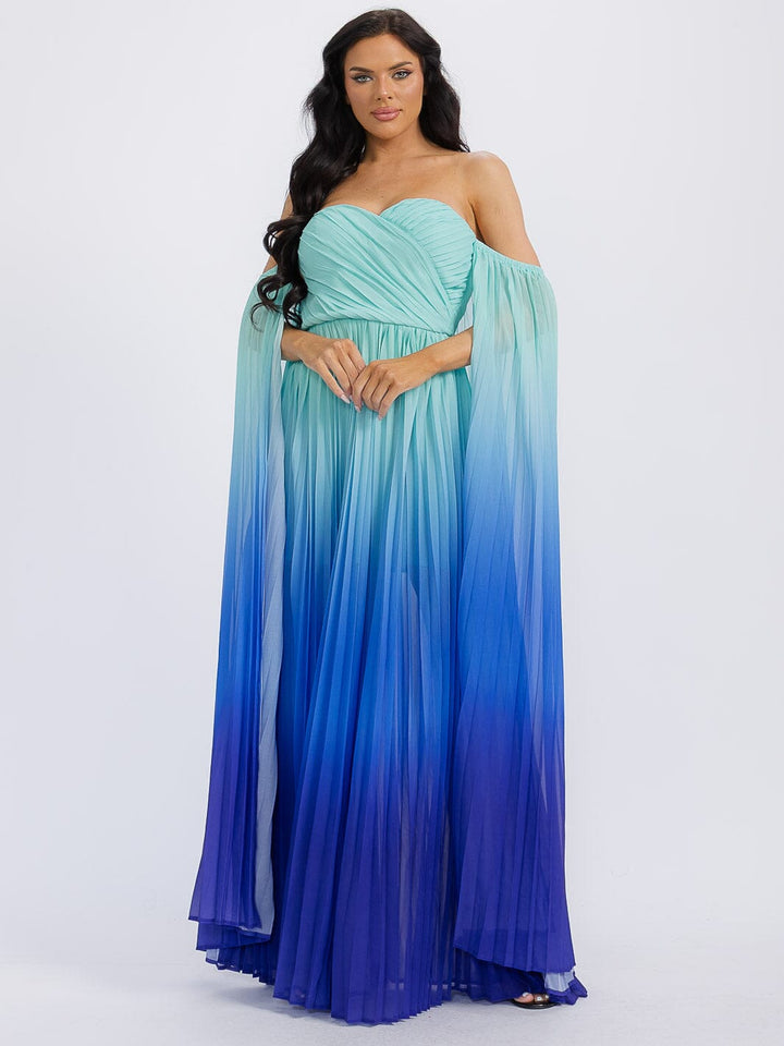 WOMEN'S OFF SHOULDER COLORBLOCK MAXI DRESS