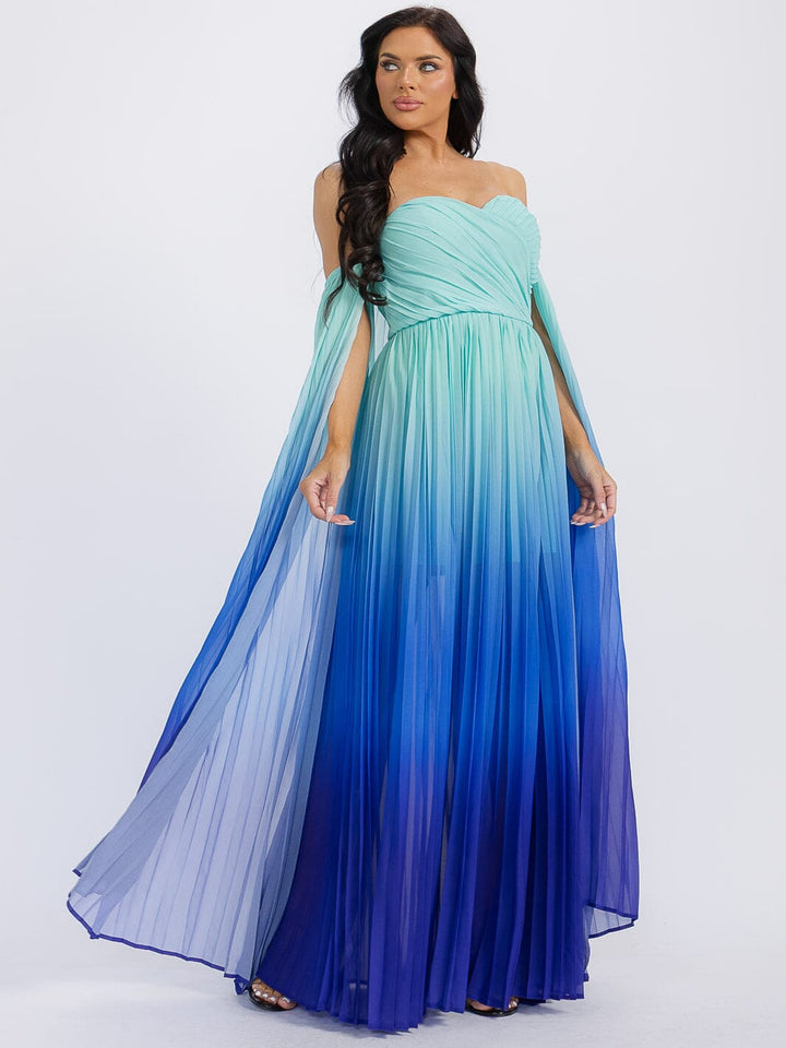 WOMEN'S OFF SHOULDER COLORBLOCK MAXI DRESS