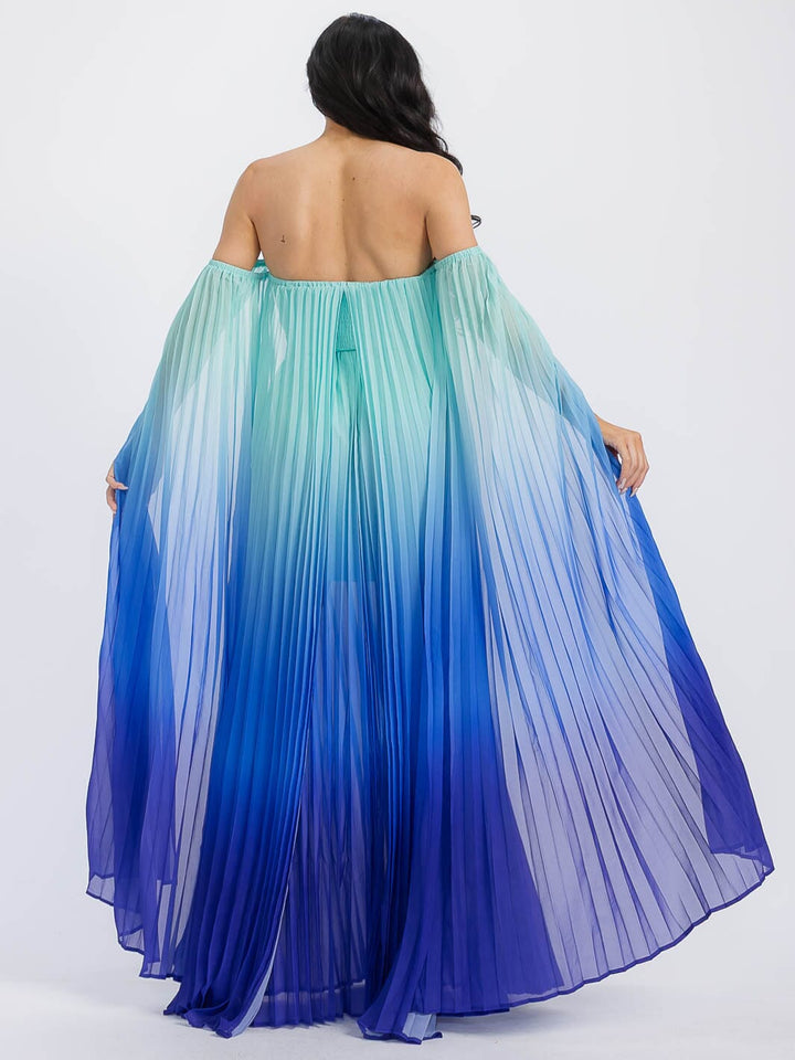 WOMEN'S OFF SHOULDER COLORBLOCK MAXI DRESS