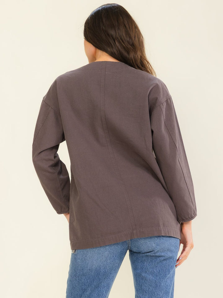 WOMEN'S LONG SLEEVE BUTTON CLOSURE FRONT POCKETS BLAZER