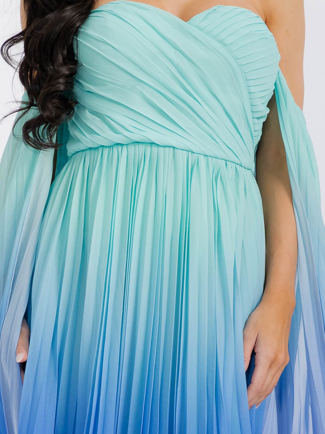 WOMEN'S OFF SHOULDER COLORBLOCK MAXI DRESS