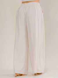 PLUS SIZE ELASTIC WAIST FRONT POCKETS WIDE LEG PANTS