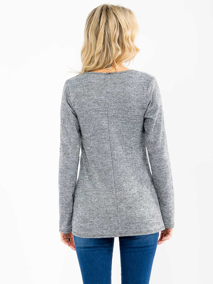 WOMEN'S LONG SLEEVE FRONT ZIPPER DETAILED TOP