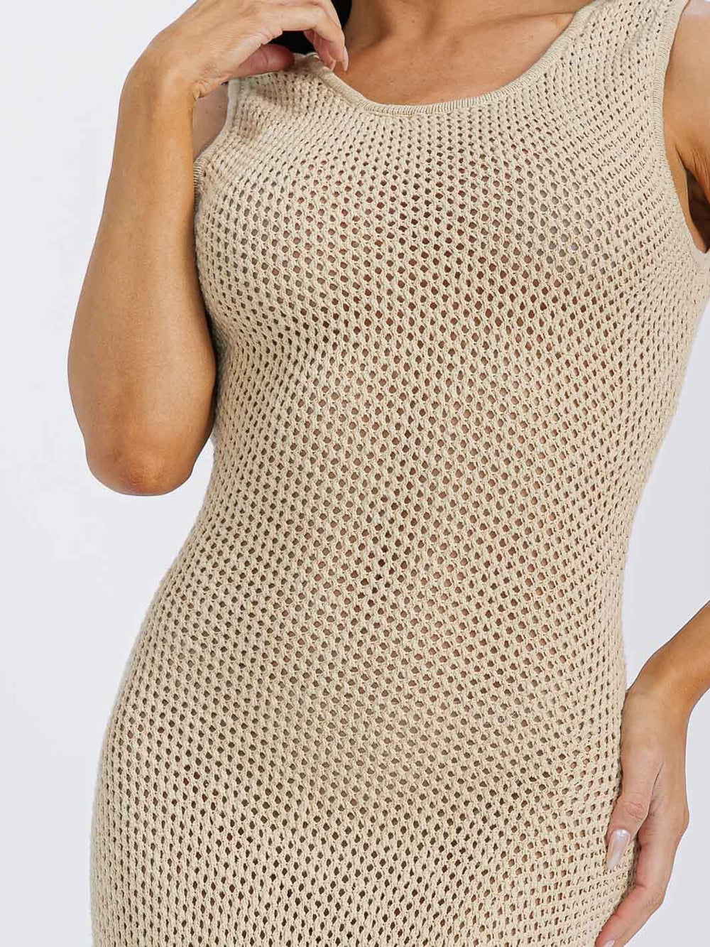 WOMEN'S SLEEVELESS KNIT BODYCON MAXI DRESS